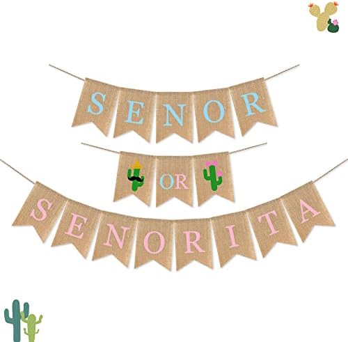 Пол Сенор или Сенорита Пол открива украси, мексикански фиеста банер за туширање за бебиња, тако за декор за бебиња, фиеста тој или таа,