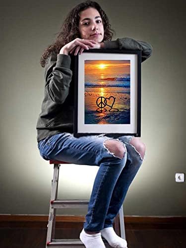 Беаудио пејзаж серии Дијамантски комплети за сликање за возрасни - loveубов и мир на изгрејсонце на плажа - DIY круг целосна вежба