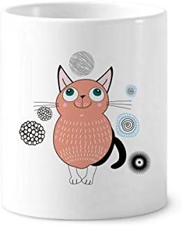 Насмевка животинска розова мачка четка за заби, држач за пенкало кригла керамички штанд -молив чаша