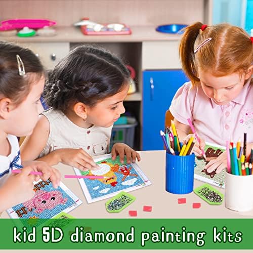 4 парчиња комплет за сликарство од 5Д дијаманти за деца со целосна вежба слика по бројни комплети за почетници DIY Diamond Rhinestone Art Craft