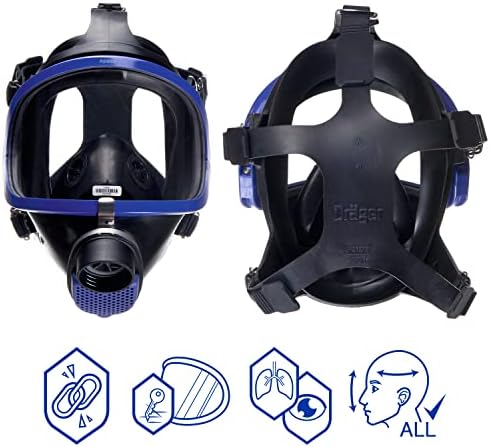 Dräger X-Plore 6300 маска за респиратор со полно лице со врска со нишка RD40, одобрена од NIOSH, врска со филтер од 40 мм