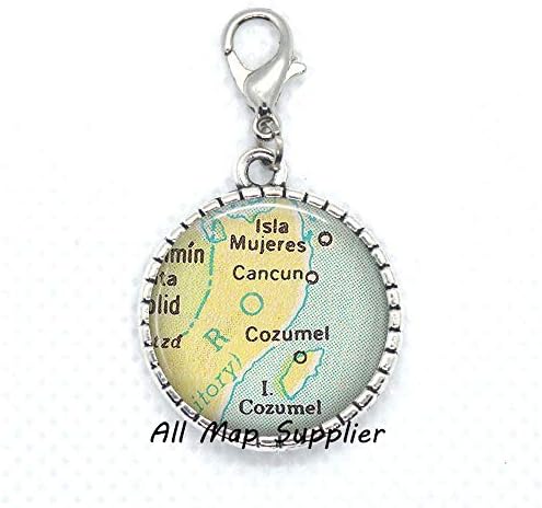 Моден патент Повлечете го Cancun/Cozumel Map Labster Clasp, Cancun Map Zipper Pull, Cozumel Map Zipper Pull, Cancun Zipper Pull, A0055