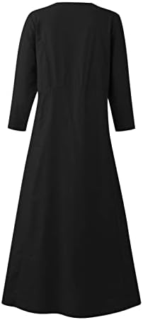 Nokенски официјални фустани на Nokmopo, женски модни обични цврста боја, без ракави, памучен постелнина, џебна фустан