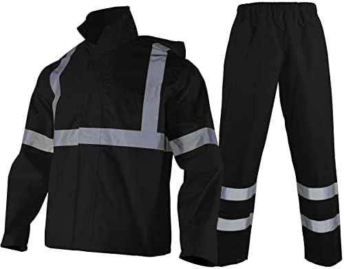 Blknighter Висока видливост јакна за дожд водоотпорна за мажи Класа 3 Здраво на јакна и панталони за безбедност од дожд од дожд и панталони