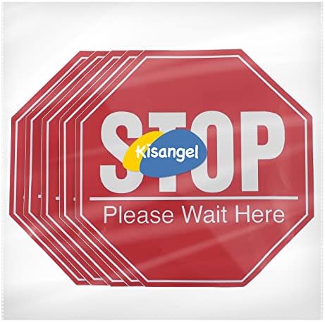 Кисангел 5 листови Стоп Ве молиме почекајте тука знак за јавна безбедност Социјална дистанцирање на свеста знак на налепници на