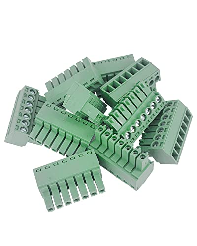 Cermant 10pcs 7 пински 3,5 mm PITCH PCB Green Green Pluggable Terminal Block Connector со посебна дупка за завртки