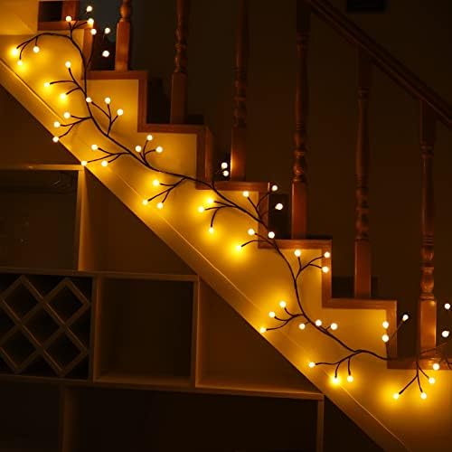 Szminiled Vines за декор во соба, 7,9 стапки лозови светла за домашен декор, осветлени дрвја гранки 72 LED диоди тркалезни