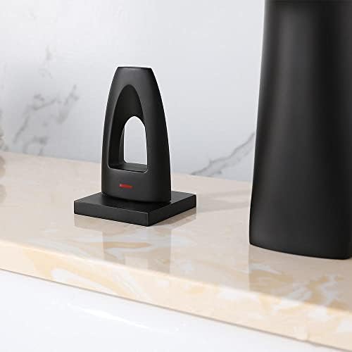 Jiayoujia модерна широко распространета тапа за мијалник за бања со двојна рачка 3 дупки Бања за бања во мат црно