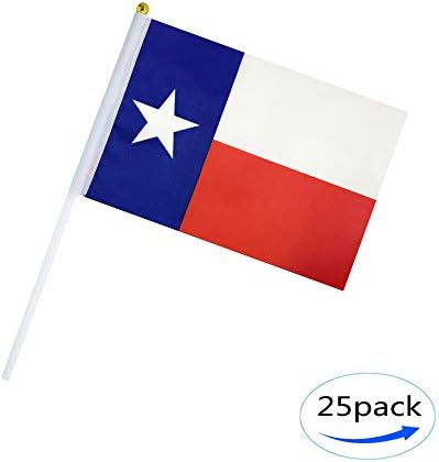 Lavevc Texas State Slage Мали мини знамиња на стапчиња од Тексас, 25 пакувања