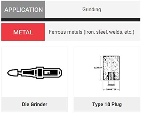 Обединети абразиви SAIT 25201 1-1/2x2-1/2x3/8-24 Тип 18 одделение A20 Grit Grit Aluminum oxide Grinding Plug, 10 пакувања