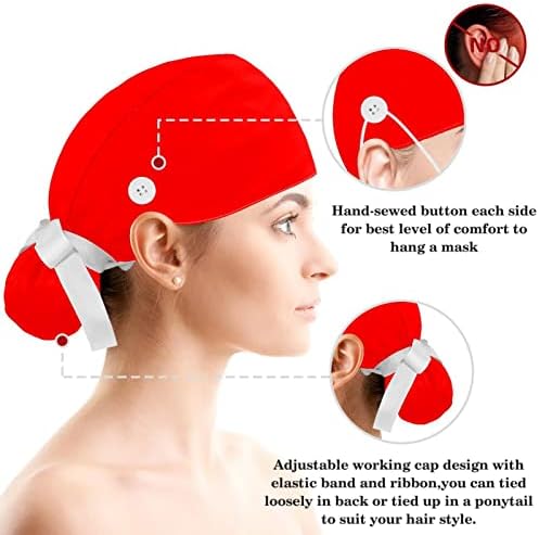 Прилагодливи полски точки црвена буфантна капа со копчиња за чистење капа