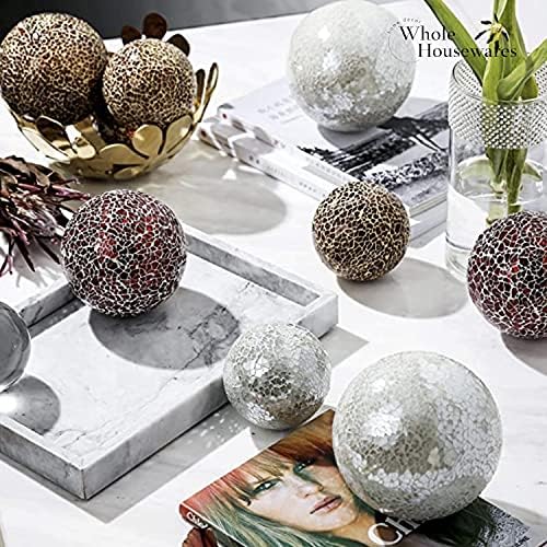 Декоративни топки за домаќинства | Сет од 5 | Стаклена мозаична сфера | Дијаметар 3 и декоративни орбити сет од 3 стаклени мозаични