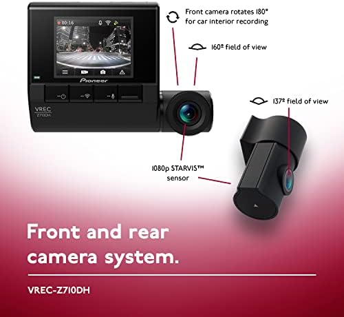 Пионер VREC-Z710DH 2-Канален Двојно Снимање 1080p HD Цртичка Камера Систем Со WiFi и 2 Lcd Екран