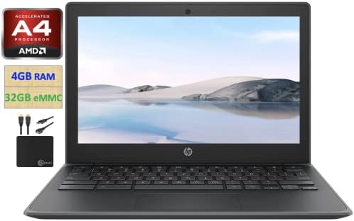 HP 2022 Најнов Chromebook Лаптоп Студентски Бизнис, 11,6 HD Дисплеј, AMD A4-9120C Процесор, 4GB RAM МЕМОРИЈА, 32GB eMMC, HD Webcam,