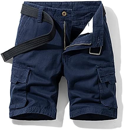 Обични шорцеви за мажи, машки модни цврсти џебни панталони памучни карго шорцеви со комбинезони шорцеви