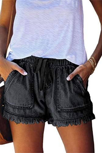 Seseragi женски памучни постелнини меки еластични половини летни обични кратки панталони