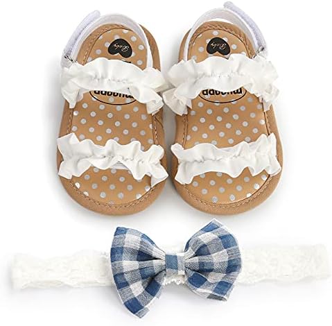Сандали за девојчиња од Аводова и лента за глава, отворена пети принцеза рамни сандали летни чевли на отворено плажа, новороденчиња чевли