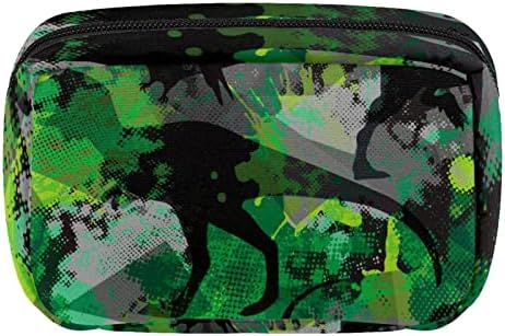 Чанта за шминка со униси, Зелена Козметичка Торба За Отпечатоци Од Диносауруси Пренослива Торба За Патнички Воз Организатор На