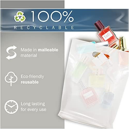 Сјајни производи за стока за купување од популарни пластични кеси - 100 бели вреќи со рефус во боја 9 x12x1.25 in - Пластични