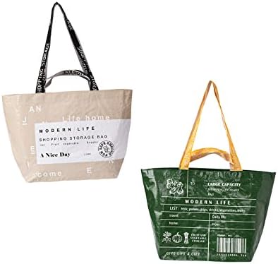 2 пакувања вреќи торбички торби за намирници преносни торби за купување на еднократно торба за подароци најлон ткаени еко-пријателски