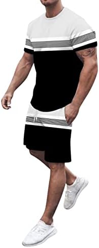 Костум за мажи за слободно време спортско дишење апсорбирање на зашивање печатени кратки ракави шорцеви со две парчиња сет