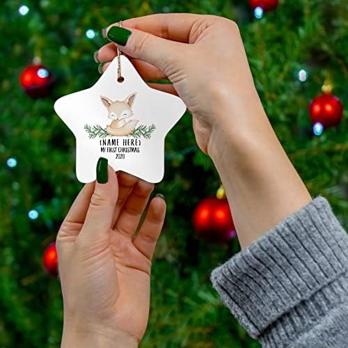 Персонализирано име сопствена година Фенек лисица бебе прва 2023 украси за новогодишни елки Нова Година 2024 Декорации подароци