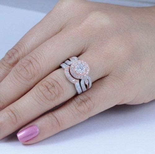 Плој Паилин мода 925 Сребрен бел сафир Топаз прстен жени Свадба предлог накит6-10