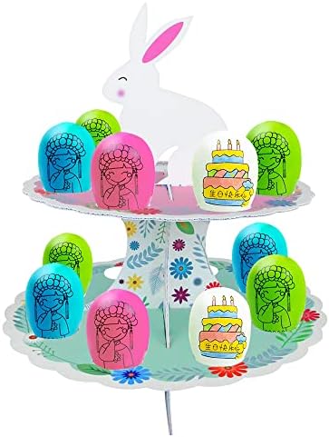 Литлен Велигденска Забава Материјали Велигденски Јајца Стојат Велигденско Зајаче 2 Нивоа Кекси Стојат Тркалезна Торта Држач За Велигденски Јајца