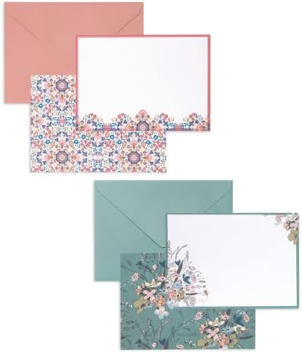 Вера Бредли празно кореспонденција картички и коверти, сите прилика на канцелариски сет од 8 со 2 шарени дизајни, маѓепсана мандала