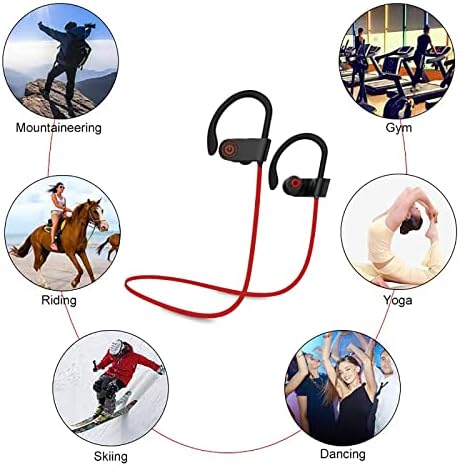ZFYOUNG Bluetooth слушалки, IPX7 водоотпорни спортски слушалки, безжични ушни уши, стерео-слушалки со висока дефиниција на сабвуфери,