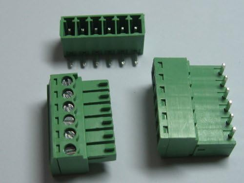 200 парчиња терен од 3,5мм агол 6Way/pin Termin Terminal Block Connector w/Angle Pin Зелена боја Вклучувачки вид Skywalking