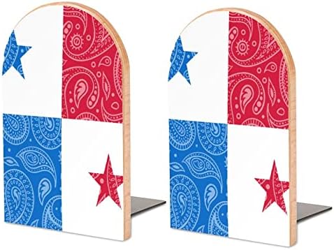 Пејсли И Панама Знаме Сликарство Дрво Книга Декоративни Не-Пропадна Книга Крај 1 Пар 7х5 Инчи