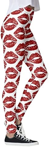 Iius Day на в Valentубените, женски срцеви печати со високи половини за трчање јога хеланки меки четкани атлетски панталони за салата