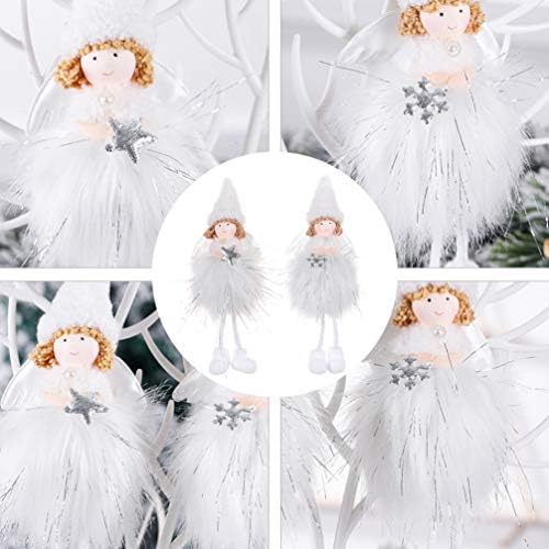 Амосфун 2 парчиња Божиќ виси ангел Ангел Ангел Агол декорација Ангел кукла приврзок новогодишно дрво што виси украси Божиќни занаети