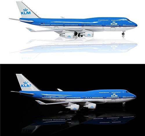 24-часовно 18 ”1: 130 Scale Airplane Model Dutch Airlines 747 Авионски модел KLM модел на авион со LED светло за декорација или