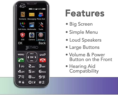ЏЕТРО SC490 4G LTE Мобилен Телефон За Постарите Лица Со Неограничен Разговор &засилувач; Текст Припејд