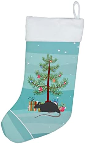 Богатства на Каролина CK4468CS црн стаорец Среќен Божиќ Божиќно порибување, камин виси чорапи Божиќна сезона забава Декорации за семејни