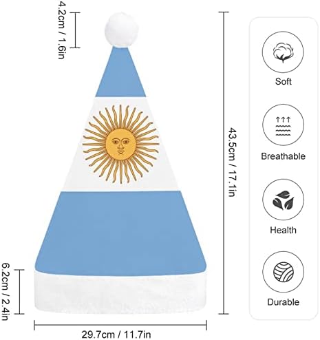 Знаме на аргентина Кадифен Божиќ Шапка Непослушен И Убав Дедо Мраз Капи Со Кадифен Обод И Удобност Лагер Божиќ Декорација