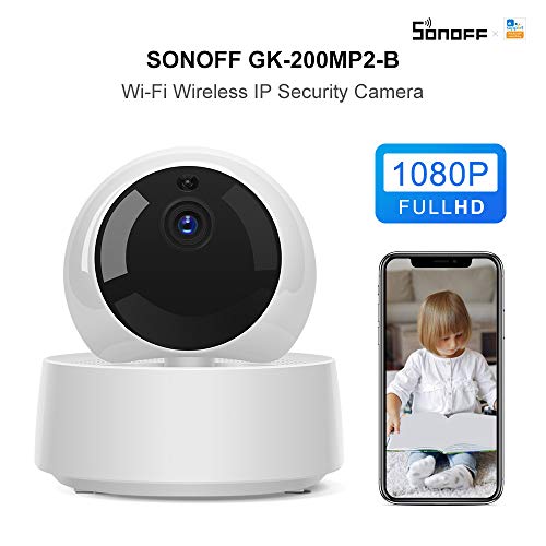 Sonoff 1080p HD внатрешна камера, Smart WiFi Security Camera со IR Night Vision, откривање на движење, двонасочен аудио, далечински
