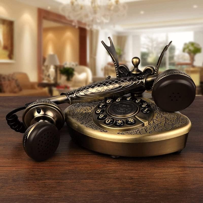 Trexd Vintage Desk Telefone Antique Style Button Dial Dial Metale, Електронски мелодии, Телефонска декорација на домашни канцеларии