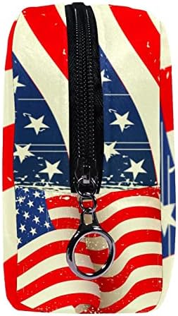 Тбуобт Торба За Шминка Патување Козметичка Торба Торбичка Чанта Чанта Со Патент, Ретро Американско Знаме