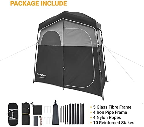 Kingcamp Преголем шатор за туширање за кампување, дополнителен широк шатор за туширање на отворено, шатор за приватност за