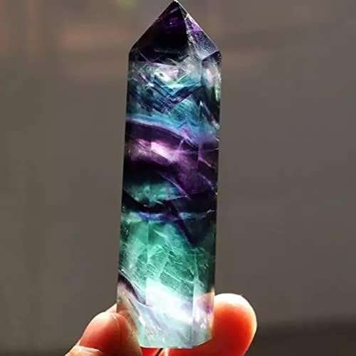 Природен флуорит, кварц кристален камен, заздравување на аметистични шестоаголни декор на точката на стапче, кристал аметист, медитација
