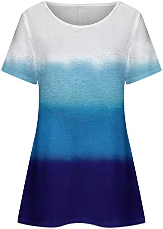 Плус врвови за големина за жени, летни врвови облечени обични обични 2023 маици со краток ракав со кратки ракави, цветни бохо слатки маички