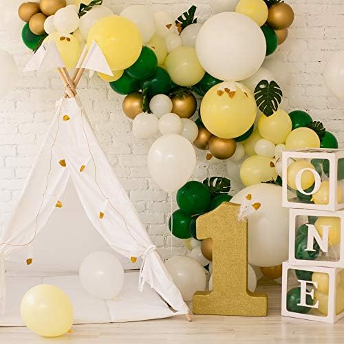 Пастелни жолти балони комплет забава латекс балони 12inch 5inch 80pcs макарон туш за бебиња жолт балон за украси за роденденска забава
