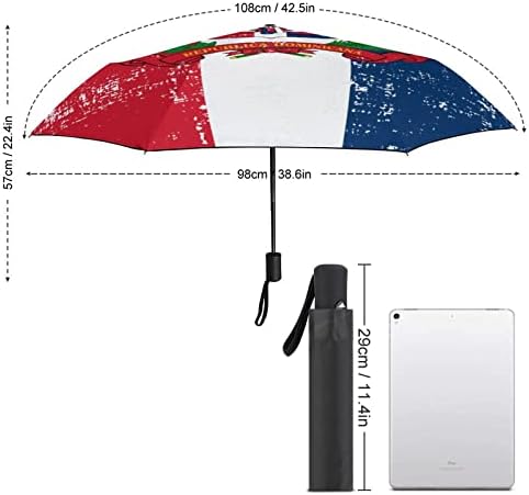 Знаме на доминиканската Република 3 Пати Автоматско Отворање Затворање На Анти-УВ Чадор За Патување Чадор Преносни Летни Чадори