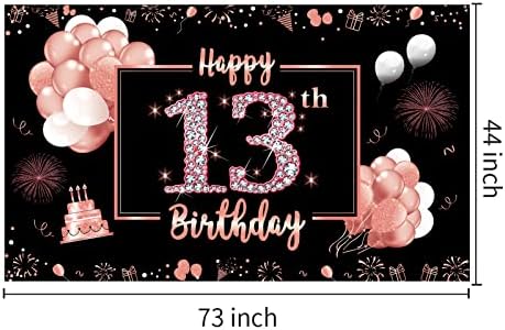 Среќен 13-Ти Роденден Банер Позадина Украси За Девојки, Розово Злато 13 Роденден Знак Постер Партија Материјали, Слатка 13 Годишниот
