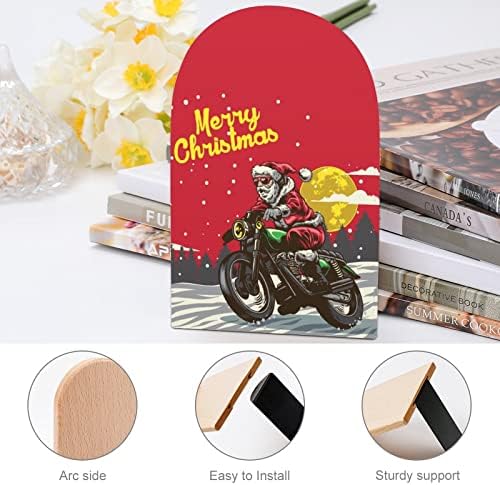Смешни Божиќ Дедо Мраз Мотоцикл Дрво Декоративни Книги Не-Пропадна Книга Крај За Полици 1 Пар 7 Х 5 Инчи
