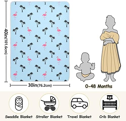 Swaddle Flamingos palms тропски памучно ќебе за новороденчиња, примање ќебе, лесен мек ќебе за креветчиња за креветчиња, шетачи, расадници, лето,