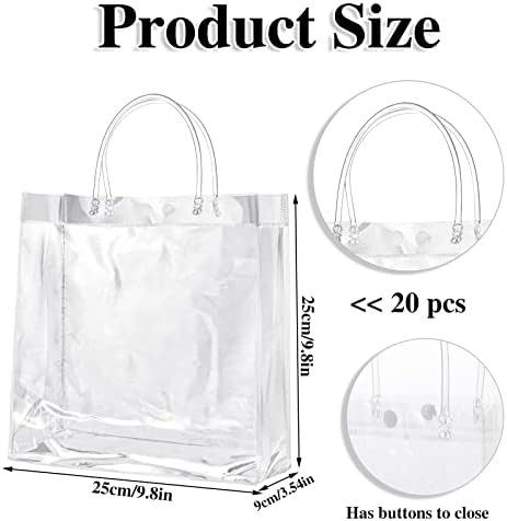 БЕСАРМЕ 20 Спакувајте Јасни Торби За Подароци Со Рачка, Пластични Кеси За Повеќекратна Употреба Мали Торби За Завиткување Подароци